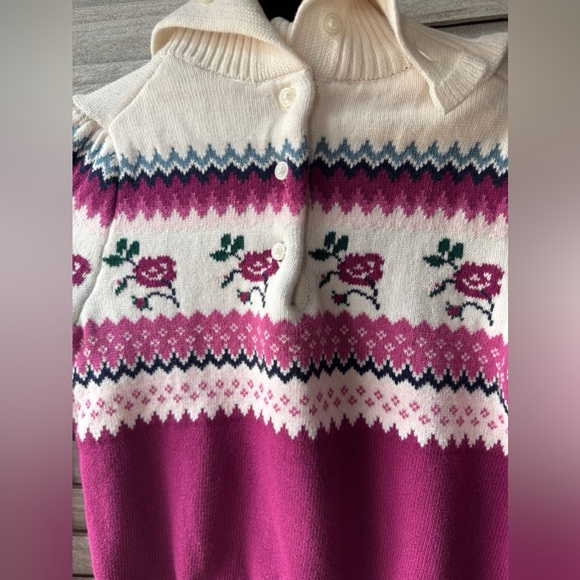 Janie and Jack Burgundy and Cream Floral Turtleneck Sweater. Size 7. Great Cond - Picture 8 of 11